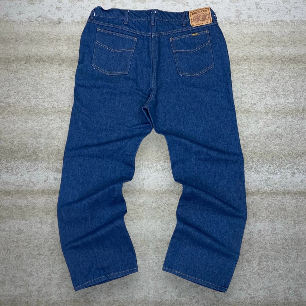 Vintage 90s Roebucks Jeans 42x32 Relaxed Fit Dark Wash Denim Made in USA